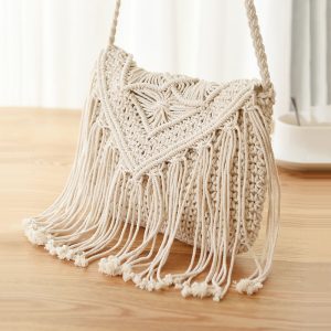 Handmade Cotton Woven Knitted Tassel Crossbody Bag